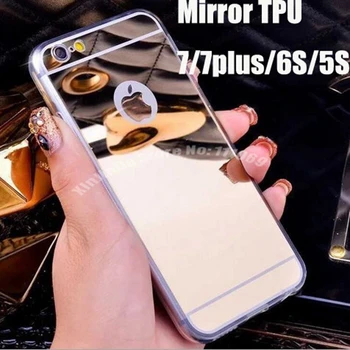 100 шт DHL Покрытие Зеркальный чехол для iPhone 5 5s SE 6 6S 6S Plus iPhone 7 и 7 Plus Прозрачная задняя крышка из силикона TPU