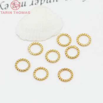 (120) 20 штук 6 мм 8 мм 24 К золотого цвета, латунные витые замкнутые кольца, соединительные подвески, высококачественные ювелирные изделия 