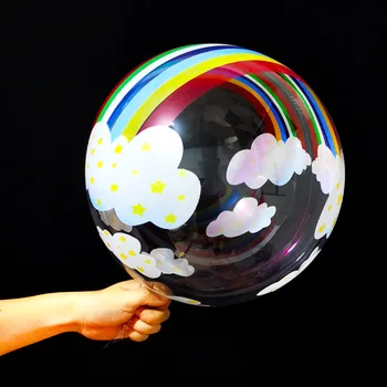 20-Дюймовый радужный принт Bobo Balloons Прозрачный шар Свадьба С Днем Рождения Детский душ Пасхальные принадлежности для Рождественской вечеринки