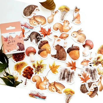 20 упаковок/лот, декоративная канцелярская наклейка с изображением осеннего лесного животного из мультфильма каваи, клейкая наклейка для детского скрапбукинга 