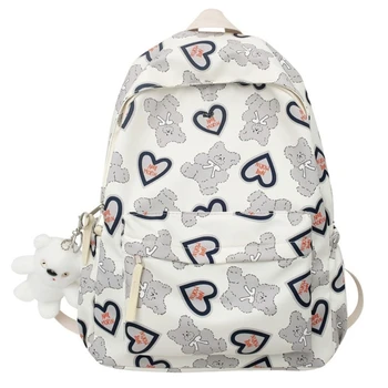 2023 Новый рюкзак с милым принтом Медведя в корейском стиле, студенческий школьный рюкзак Большой емкости для девочек-подростков