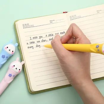 36 шт., Студенческая Креативная силиконовая ручка для подписи, Корейский Милый кролик, 3D Мягкая Силиконовая Креативная ручка-роллер