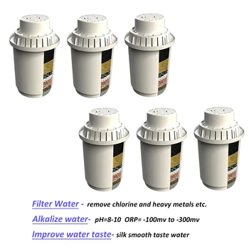 6 упаковок сменных фильтрующих картриджей ph 8-10 orp-от 100 мв до-300 мВ для кувшина со щелочной водой 3,5 л, фильтра для очистки воды