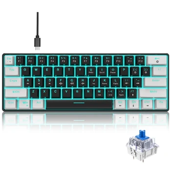 61 Клавиша Механическая клавиатура Игровая клавиатура с RGB подсветкой USB Провод Водонепроницаемый 60% Игровая клавиатура для ПК Настольный Ноутбук