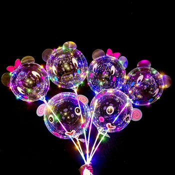 6шт 20-дюймовая светодиодная лампа с наклейками животных, воздушный шар, украшения для Дня Рождения, Детский душ, Детские Игрушечные шарики, Свинья, Единорог, воздушные шары