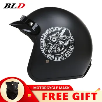 BLD181 Ретро мотоциклетный шлем с открытым лицом 3/4, мотоциклетный шлем для мотокросса, кафе-гонщик, мужчины, женщины, одобренный в горошек шлем Capacete