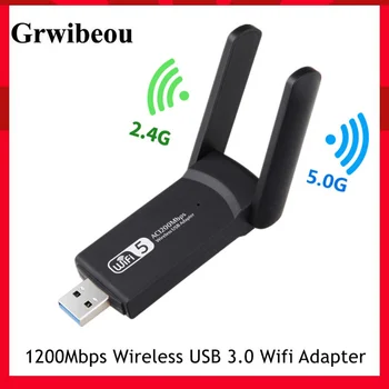 Grwibeou 1200 Мбит/с Беспроводной USB 3,0 WiFi Адаптер 2,4 ГГц 5 ГГц Двухдиапазонный 802.11AC RTL8812BU Ключ Сетевая карта Для Настольного Ноутбука