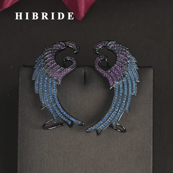 HIBRIDE, новая мода, форма пера, многоцветная женская серьга-манжета, Brincos в стиле панк, подарки на день рождения для девочек Оптом E-682