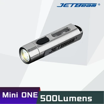 JETBeam Mini One Брелок для ключей 500 люмен USB перезаряжаемый портативный фонарик из нержавеющей стали с УФ-излучением 365 нм, встроенный литий-ионный аккумулятор