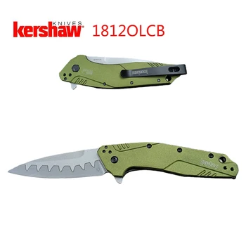 Kershaw 1812 1812OLCB Dividend Оливково-Зеленая Алюминиевая ручка, Складной карманный Нож, Охотничий EDC Инструмент, Тактические военные Ножи