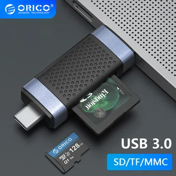 ORICO 2 В 1 USB3.0 Type C Кард-ридер Устройство для чтения карт памяти Портативный смарт-кард-ридер Адаптер для TF SD Micro SD SDXC SDHC MMC