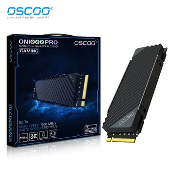 OSCOO NVMe PCIe 4.0 Gen4 SSD M.2 2280 7500 Мбит/с Внутренний жесткий диск для PS5 PS4 с Корпусом для отвода тепла