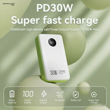 PD30W Power Bank 20000 мАч QC PD 3,0 ПоверБанк Быстрая Зарядка PowerBank 20000 мАч USB Внешнее зарядное устройство Для iPhone SAMSUNG