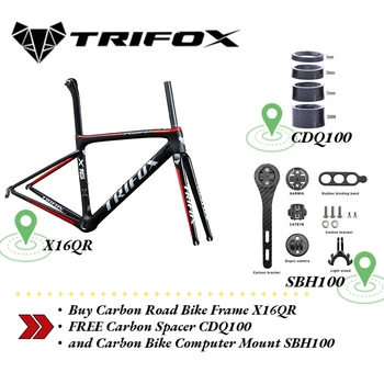 TRIFOX Купить карбоновую раму для шоссейного велосипеда X16QR БЕЗ карбоновой прокладки CDQ100 и карбоновое крепление для велокомпьютера SBH100