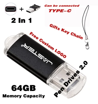 TYPE-C 2 В 1 Бесплатный пользовательский логотип, черные флешки, 64 ГБ, USB флэш-накопитель, подарки, брелок, карта памяти, подарки для свадебной фотографии