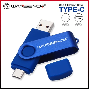 WANSENDA USB TYPE C Флэш-накопитель 32 ГБ Флеш-накопитель 16 ГБ 64 ГБ 256 ГБ 512 ГБ 2 В 1 Memory Stick 3,0 128 ГБ Высокоскоростные Флешки