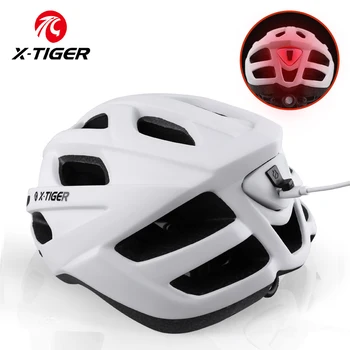X-TIGER Велосипедный Шлем Мужской Женский со светодиодной подсветкой, Дорожный Шлем для Горного Велосипеда, Велосипедный шлем С Перезаряжаемыми Полями, Дизайнерский шлем