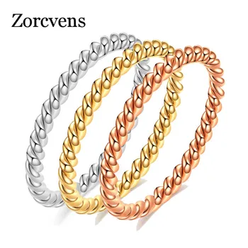 ZORCVENS, Новая мода, 2 мм, кольцо для скручивания веревки, Обручальное кольцо из нержавеющей стали для женщин, девочек, укладки ювелирных изделий