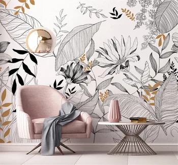 Абстрактный линейный рисунок растения тропического леса цветы пользовательские фрески фон гостиной столовой 3D обои