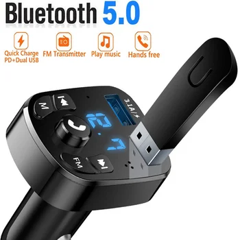 Автомобильный Bluetooth-передатчик 5,0 FM 3.1A СВЕТОДИОДНЫЙ Цифровой Дисплей с Двумя USB-устройствами Для Быстрой Зарядки Без потерь, Музыкальный U-диск, Аудиоплеер, Комплект 12/24 В