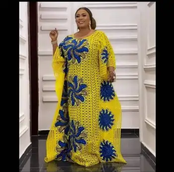 Африканские платья для Женщин, Новейшая Африканская Одежда, Кружевное Платье Дашики Grand Boubou Robe Africaine Femme Bazin Riche, Вечернее Нигерийское Платье