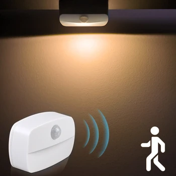 Беспроводные светодиодные ночные светильники PIR с автоматическим датчиком движения для шкафов-купе, выдвижных ящиков, Кухонь, ванных Комнат, спален, прихожих, Гаражей