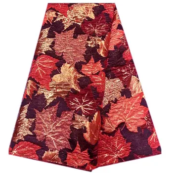 Блестящая Африканская Парчовая Дамасская Жаккардовая Кленовая Ткань Для Свадебного платья, Ткань для Шитья Пальто 
