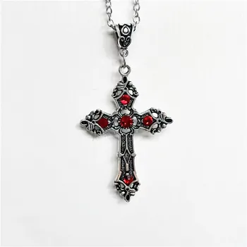 Большое Ожерелье с христианским крестом в стиле барокко серебристого цвета с кристаллами, готическим распятием и пасхальными украшениями, унисекс, украшенное драгоценными камнями