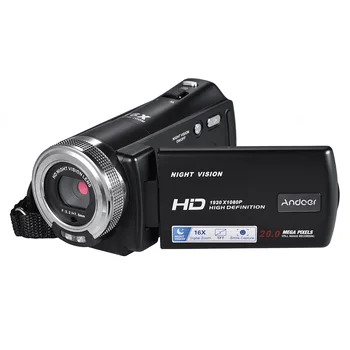 Видеокамера Full HD с 16-кратным цифровым зумом Andoer V12 1080P Портативная видеокамера ночного видения с распознаванием лиц Быстрая доставка