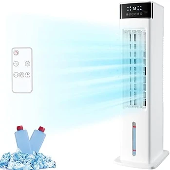 Воздушный охладитель, 30-дюймовый Вентилятор, выдувающий холодный воздух с дистанционным управлением, 3 скорости, Таймер на 12 часов, Колеблющиеся Безлопастные Охлаждающие вентиляторы для кровати