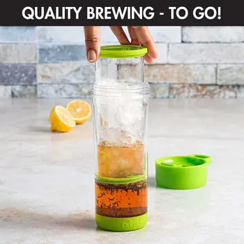Восхитительно освежающий пластиковый стакан для зеленого чая со льдом с двойными стенками и ситечком, 16 унций - идеально подходит для путешествий!