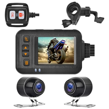 Двухканальный видеорегистратор Full HD 1080p с дисплеем и двумя камерами, система видеорегистрации мотоциклов