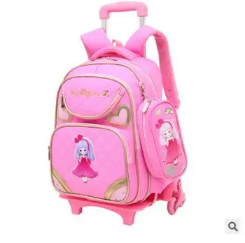 Детский рюкзак на колесиках для девочек, школьные сумки на колесиках, детский школьный рюкзак-тележка для девочек, дорожная сумка-тележка