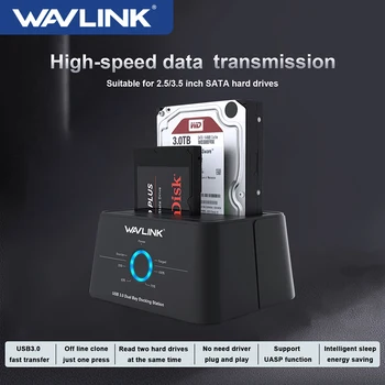 Док-станция для жесткого диска Wavlink, Корпус жесткого диска SATA, адаптер SATA к USB 3.0, UASP для 2,5 3,5 SSD-диска, чехол для HD Box, док-станция