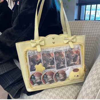 Женская сумка-тоут с милым Бантом Ita, кружевная сумка-мессенджер с прозрачным окошком в стиле Лолиты для девочек, кошелек и сумки