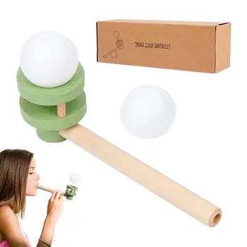 Игрушка для выдувания мячей, игра с плавающим мячом, игрушка для выдувания плавающих мячей, игрушки для надувных труб, Пенопластовый шар, Деревянная труба, плавающий шар