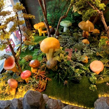 Имитация растений из армированного стекловолокном пластика, скульптура гриба, украшение небольшого ботанического сада