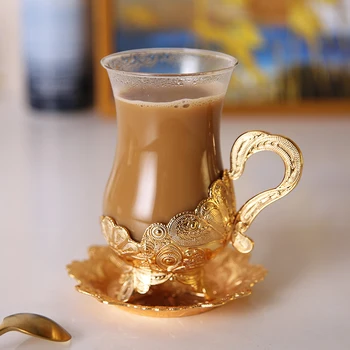 Кофейная чашка в европейском стиле, Женская стеклянная чашка, Роскошный креативный набор, высококачественная изолированная тарелка, Кружка, Простая чашка, Турецкая стеклянная кофейная чашка