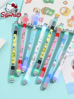 Креативная мультяшная светящаяся вращающаяся ручка Sanrio, ручка для подписи, канцелярские ручки sanrio для письма, канцелярские принадлежности kawaii