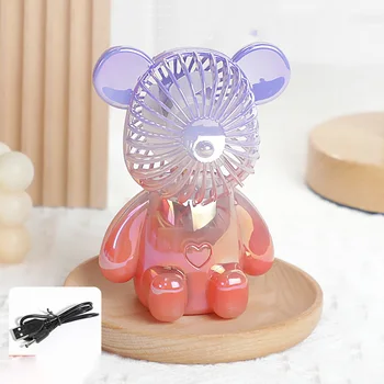 Мини-Мультяшный мишка Электрический вентилятор Портативный беспроводной USB 5V Перезаряжаемый воздушный вентилятор Ручной домашний Офис Настольный Детские маленькие Охлаждающие вентиляторы