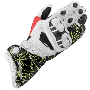 Мотоциклетные Альпийские перчатки Кожаные GP Racing для верховой езды на треке, Защита от падения, Уличное велосипедное Носимое дышащее снаряжение Long Knight