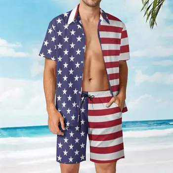 Мужской пляжный костюм с флагом США высшего качества, 2 предмета, высококачественный пляжный костюм, размер США