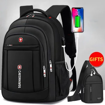 Мужской рюкзак, Водонепроницаемая и легкая Дорожная сумка, Рюкзак для ноутбука с USB-зарядкой Большой емкости, Деловая сумка, школьный рюкзак