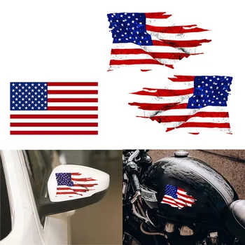 Наклейка с национальным флагом Америки, наклейка на зеркало заднего вида автомобиля, наклейка на лобовое стекло автомобиля, наклейка на топливный бак мотоцикла, автомобильные аксессуары