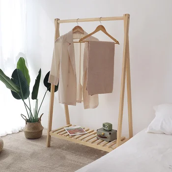 Напольная вешалка для одежды из массива дерева, Современный минималистичный Магазин домашней одежды, Вешалка для одежды в скандинавском стиле, Вешалка для одежды в спальне
