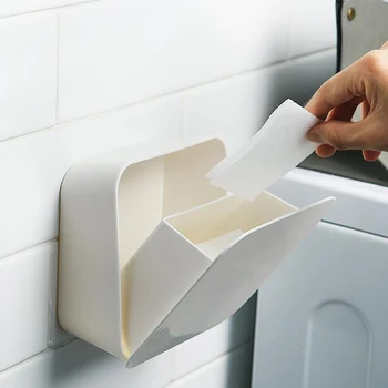 Настенный держатель для ватных тампонов без перфорации в ванной, Стойка для хранения туалетной бумаги, Косметический ящик для хранения хлопка с пыленепроницаемой крышкой