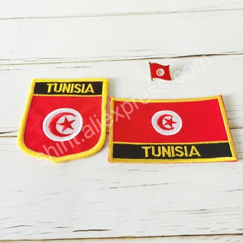 Нашивки с Вышивкой Национального флага Туниса, Значок, Щит И Булавка Квадратной формы, Один Комплект На тканевой повязке, Украшение рюкзака