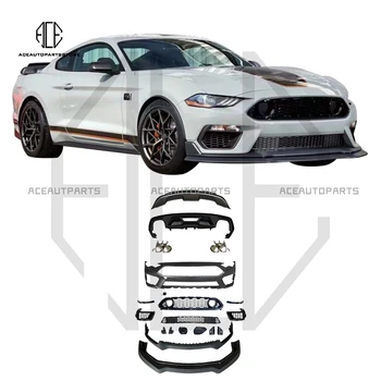 Обвес Для Ford Mustang 2018 2019 2020 2021 2022 Обновление До Sport Racing Mach 1 Стиль Передний + Задний Бампер + Решетка Радиатора В сборе