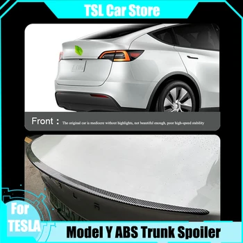 Обновление ABS Спойлера для Tesla Новая модель автомобиля Y 2023 С рисунком из углеродного волокна 2022 Крыло багажника Оригинальная настройка Хвост Авто Аксессуары