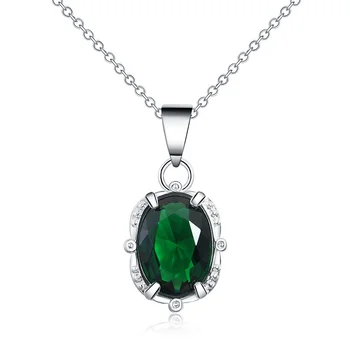 Подвески свадебные Зеленый кристалл серебристого цвета для женщин, ожерелье, ювелирные изделия, серебряные украшения, модное милое ожерелье с подвеской LN017